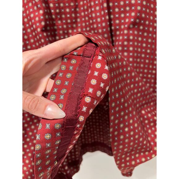 Vintage Breeches Cotton Midi Skirt Red w Geometric Design JL - Picture 6 of 9